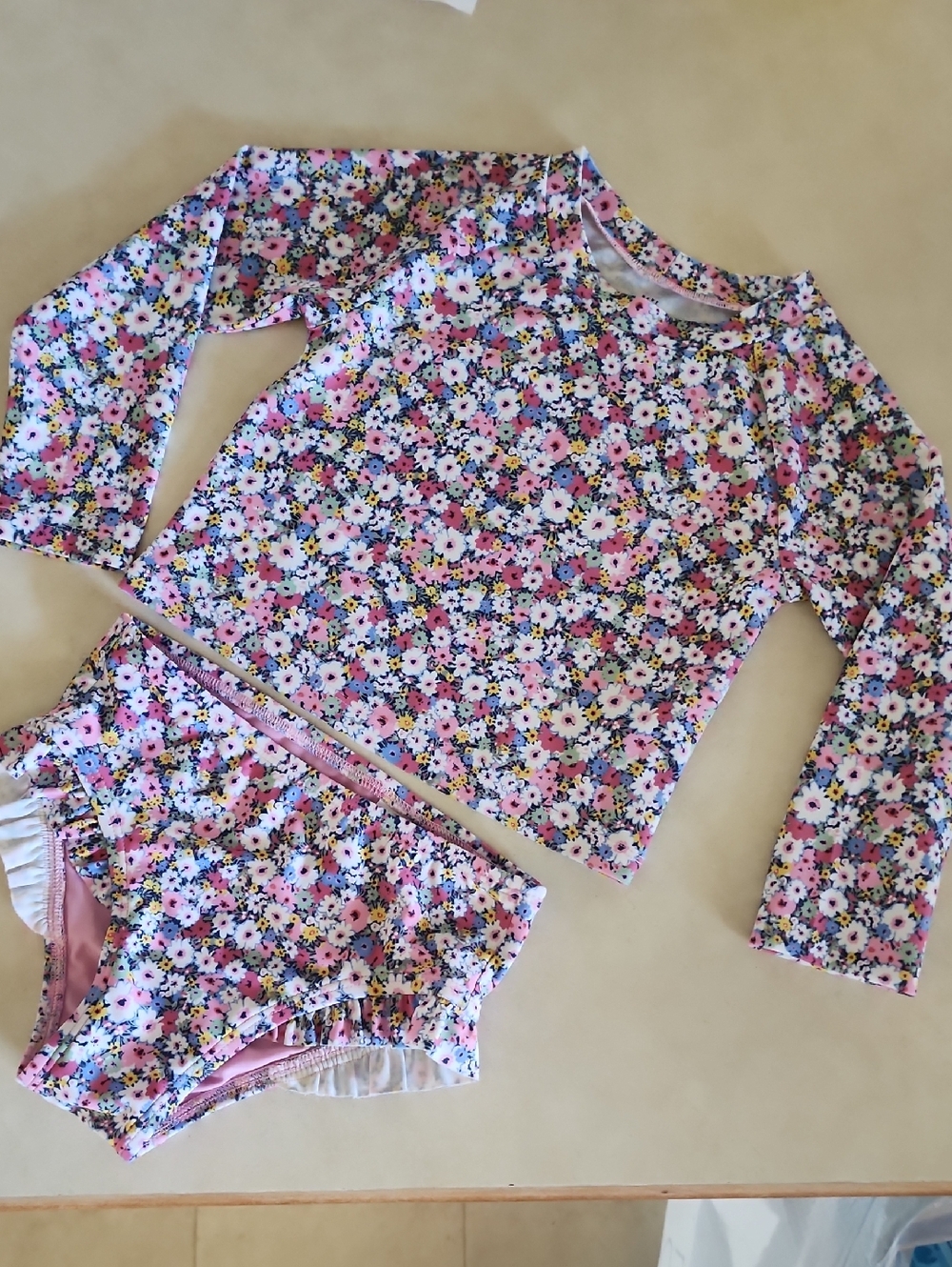 GAP Girls Floral Rash Guard Set - Pink White Blue Yellow Multicolored